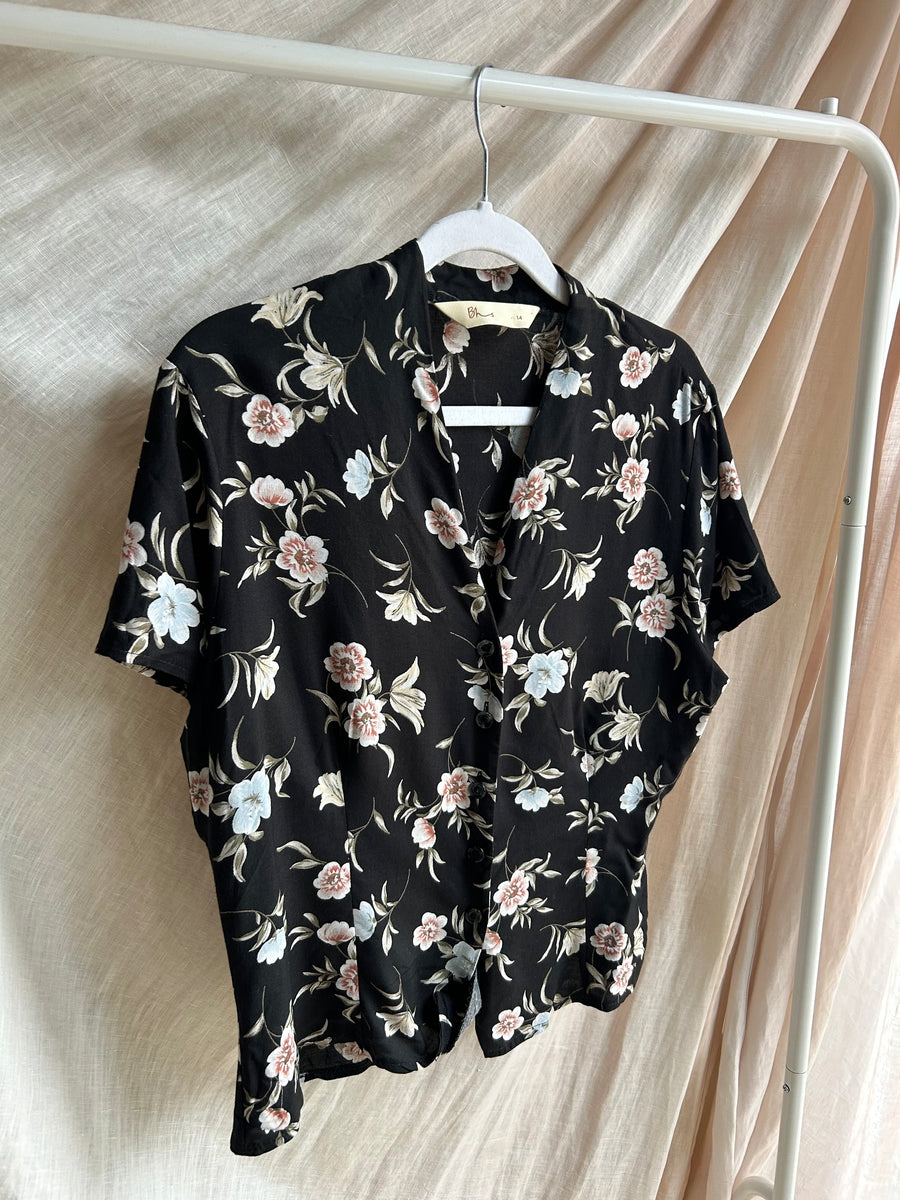 Dark Floral Blouse - S/M