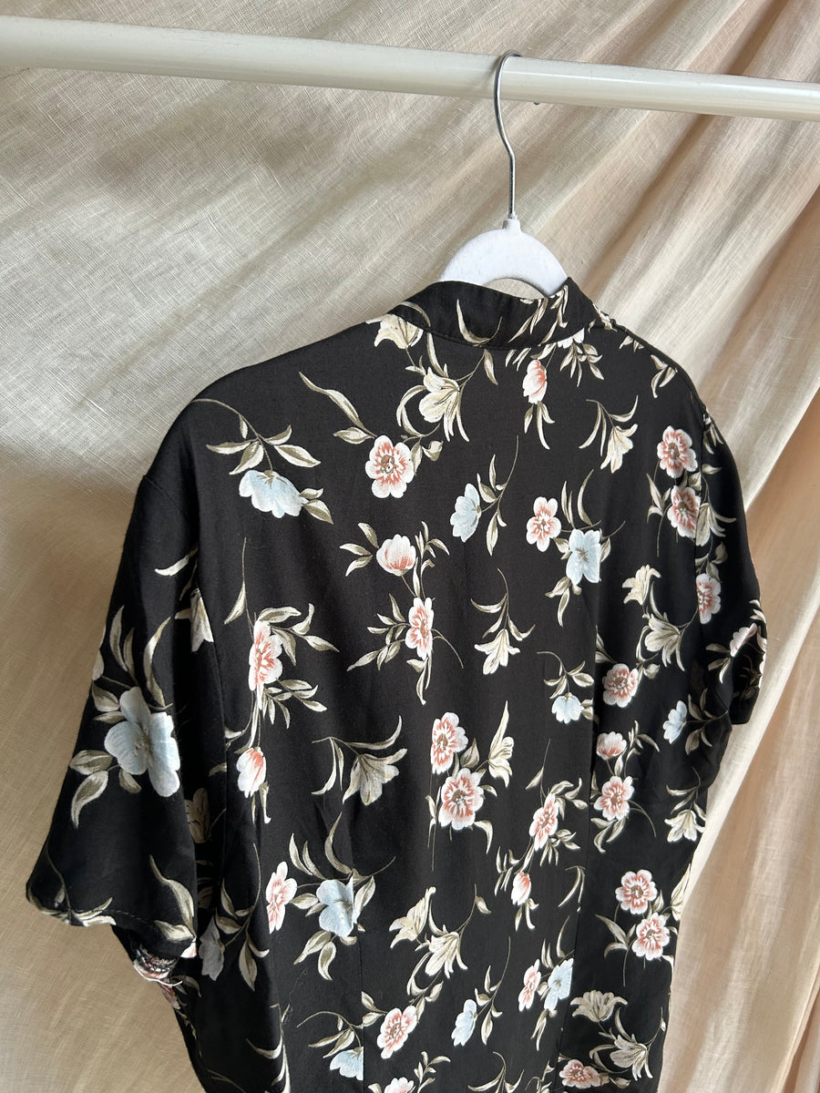 Dark Floral Blouse - S/M