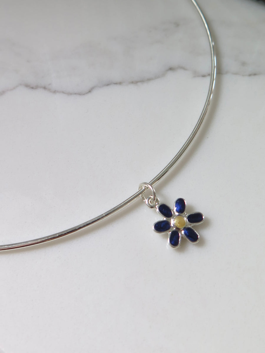 Silver Plated Flower Charm Choker