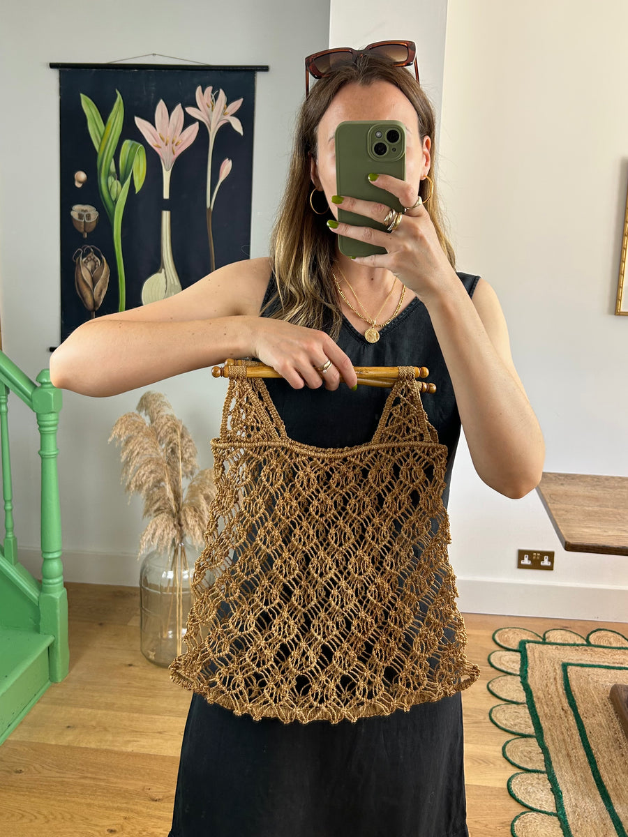 String Wooden Handle Shopper