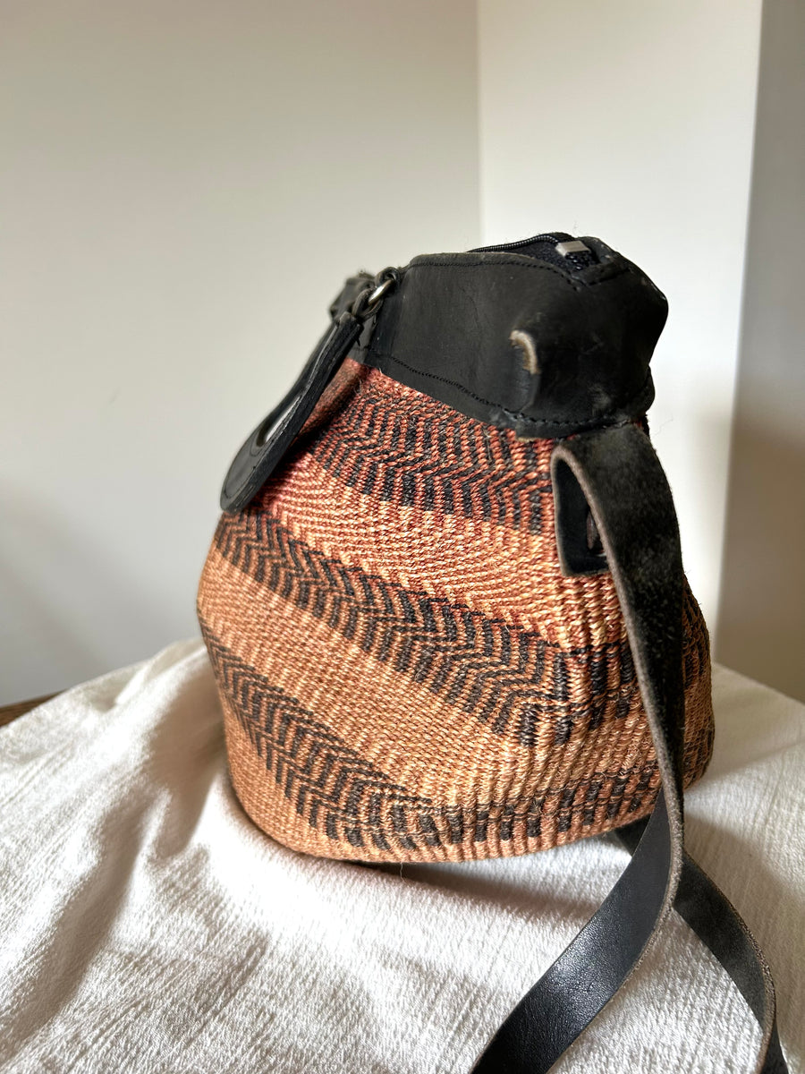 Woven Straw & Leather Bag