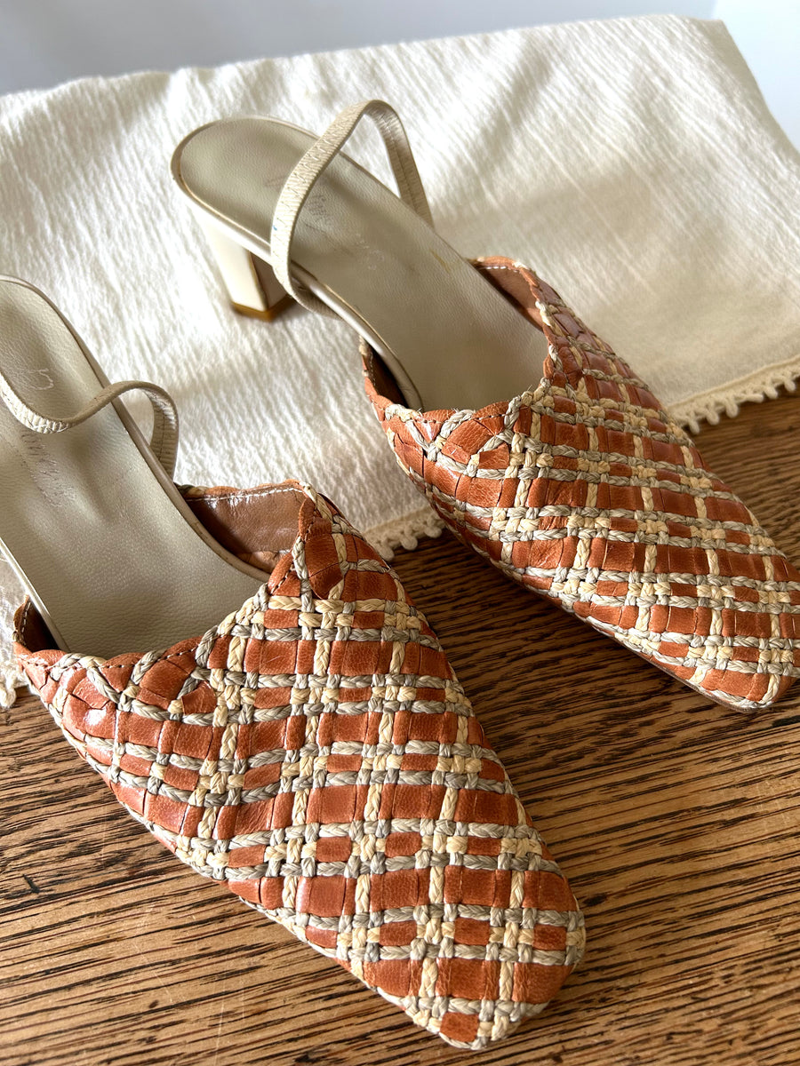 Woven Leather Mules - UK 3