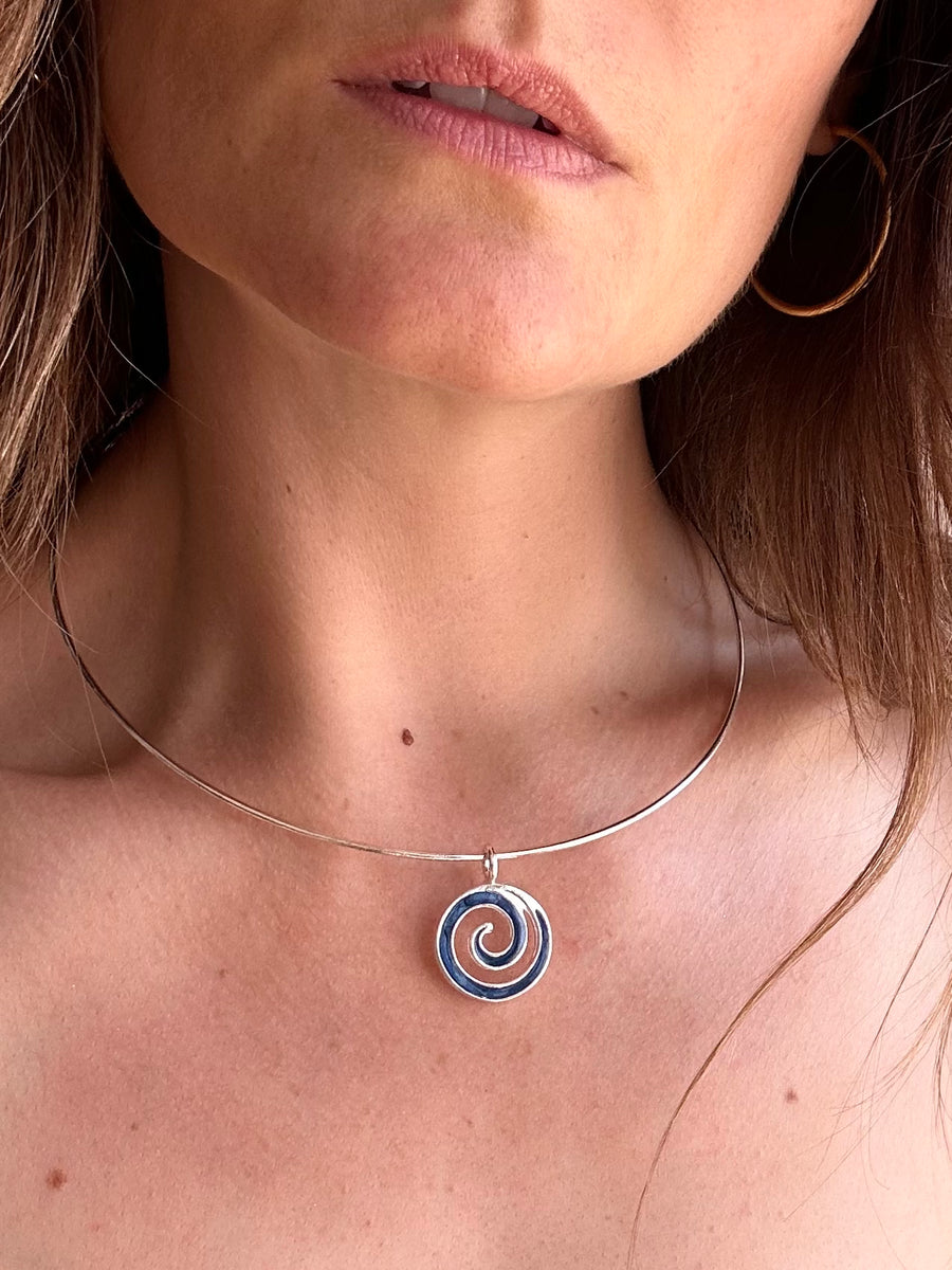 Silver Plated Swirl Charm Choker