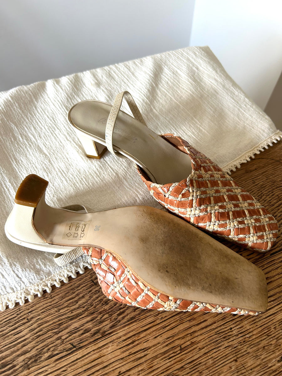 Woven Leather Mules - UK 3