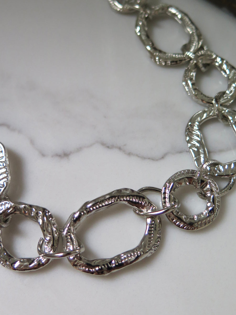 Silver Plated Irregular Chunky Chain - 17