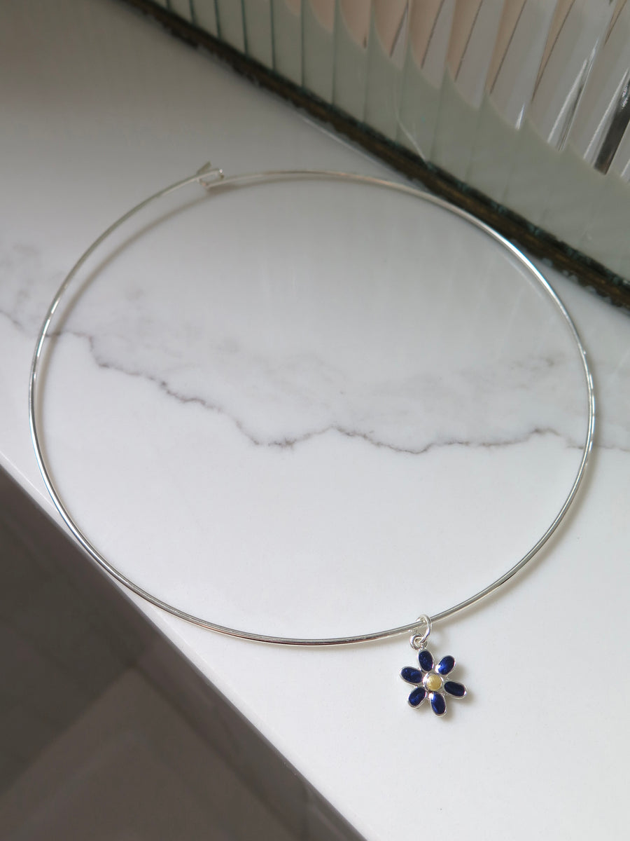 Silver Plated Flower Charm Choker