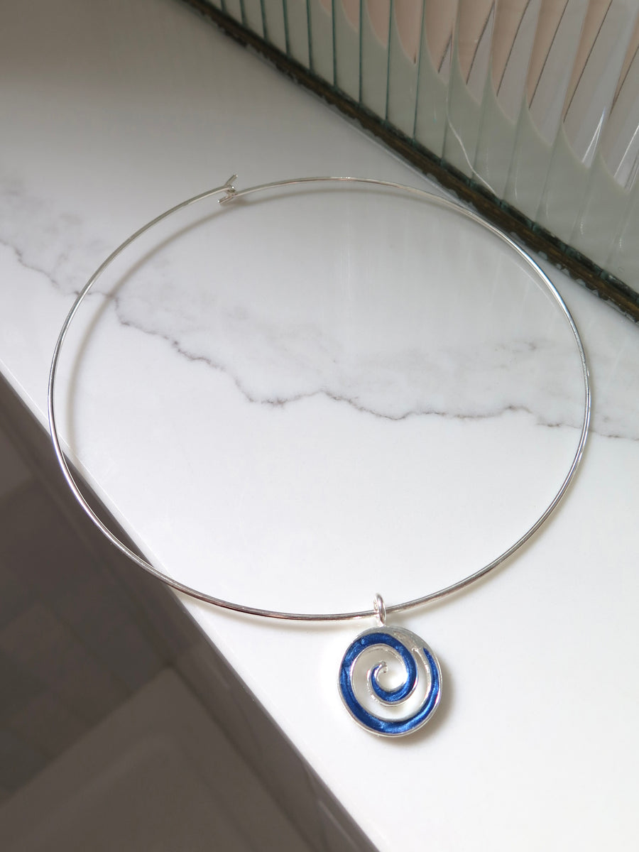 Silver Plated Swirl Charm Choker