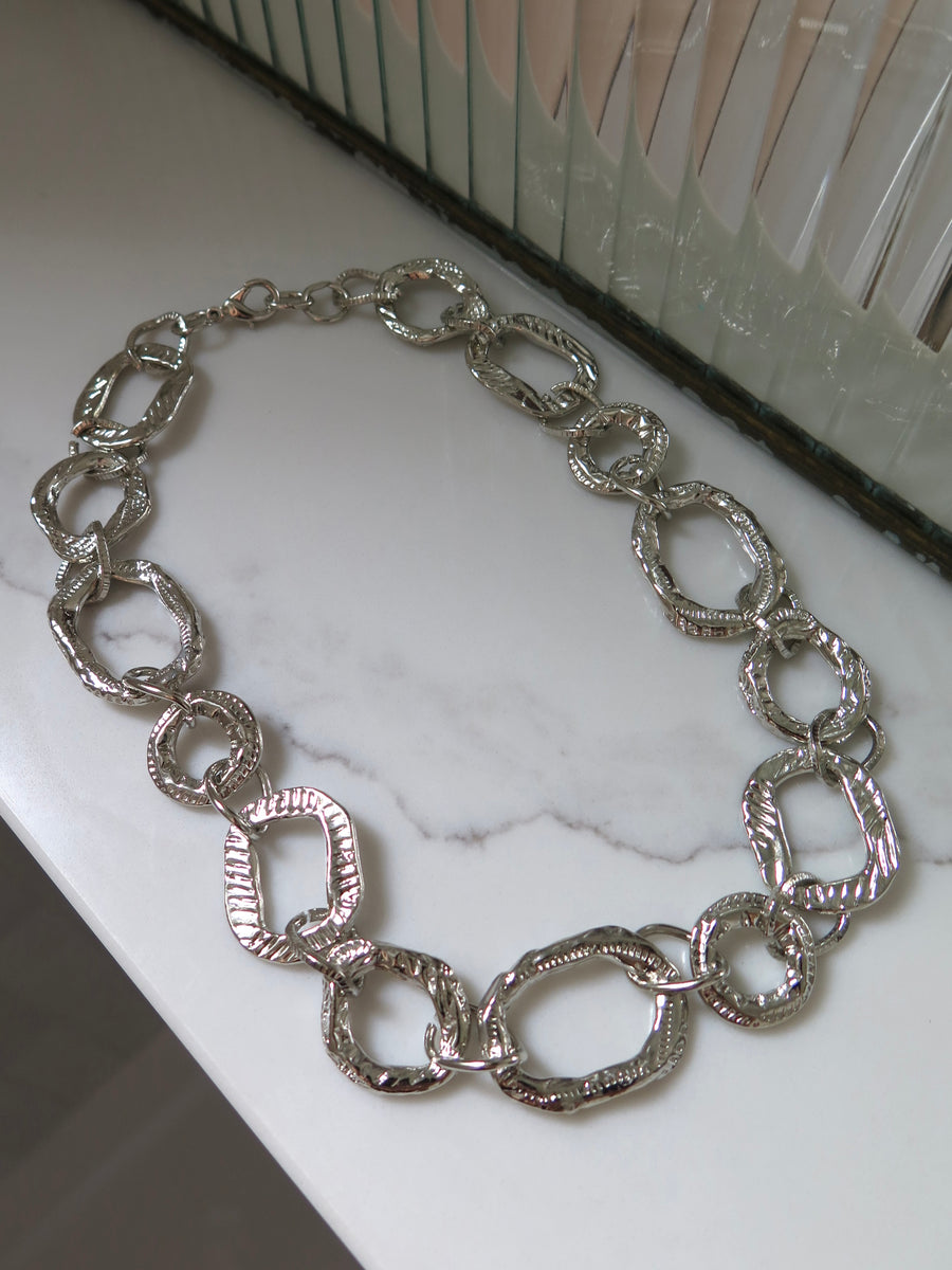 Silver Plated Irregular Chunky Chain - 17