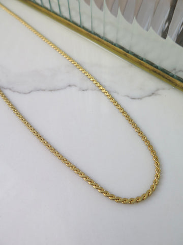 Gold Plated Flat Chain Necklace - 30