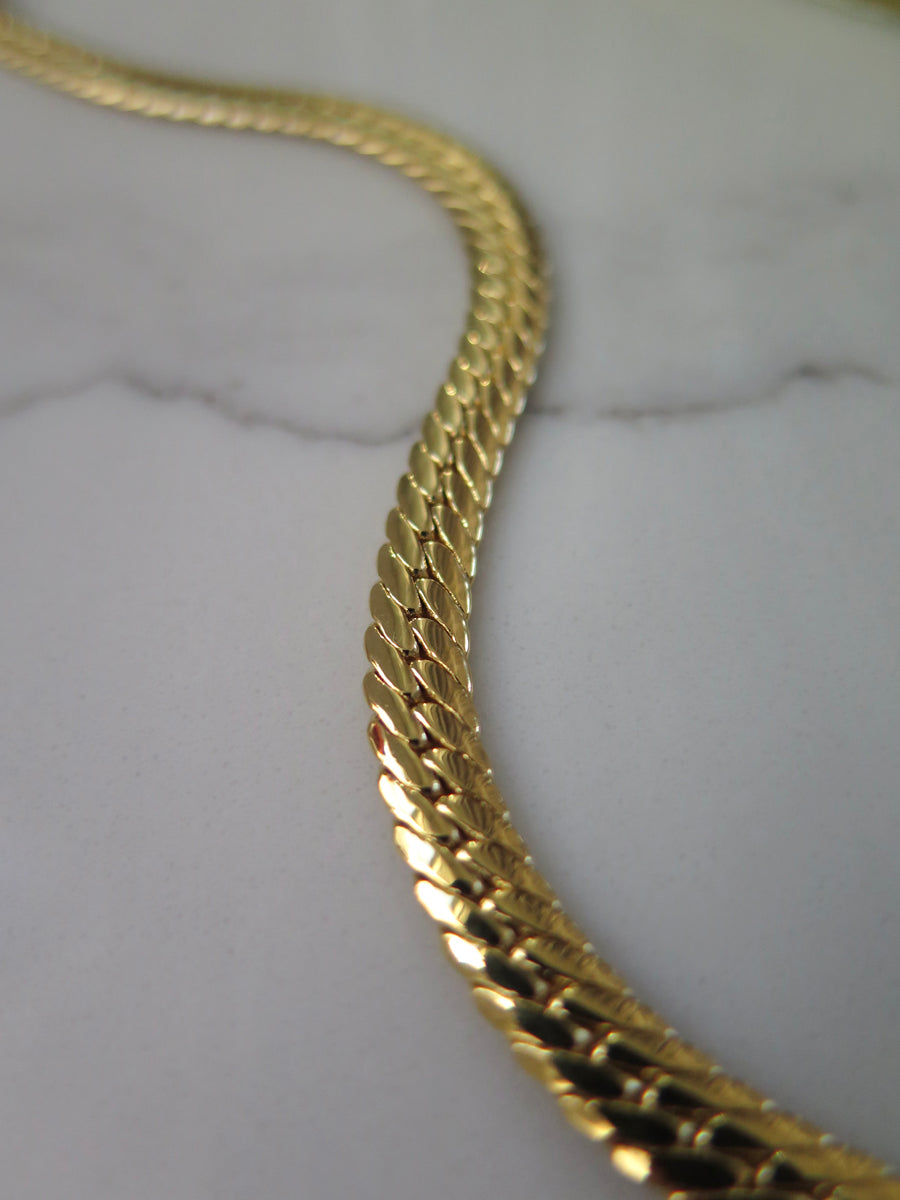 Gold Plated Flat Chain Bracelet