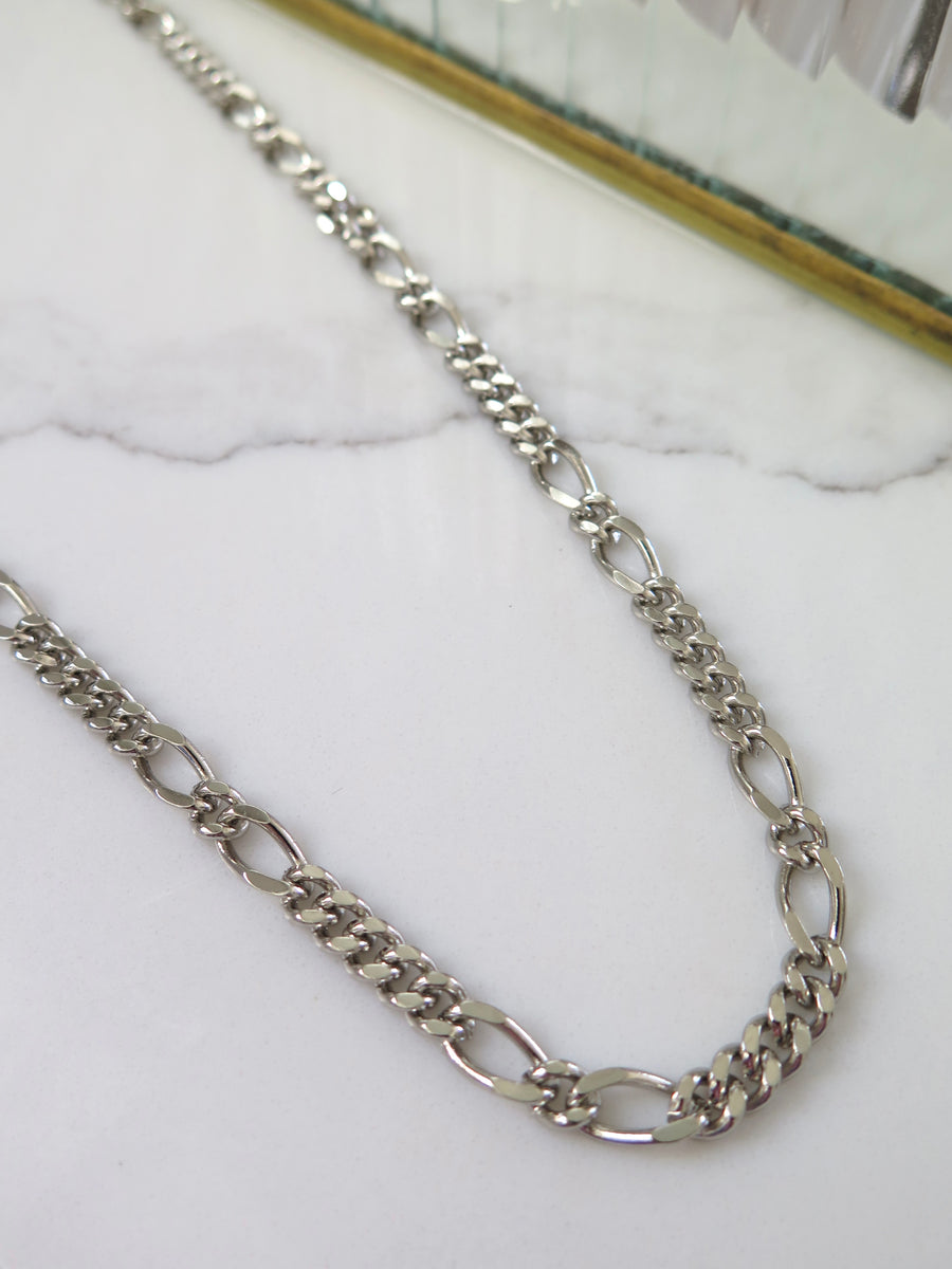 Silver Plated Figaro Chain Necklace - 30