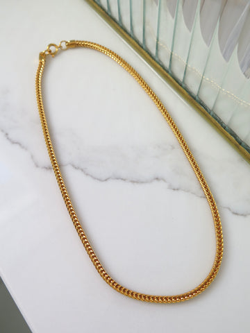 Gold Plated Box Chain Necklace - 14