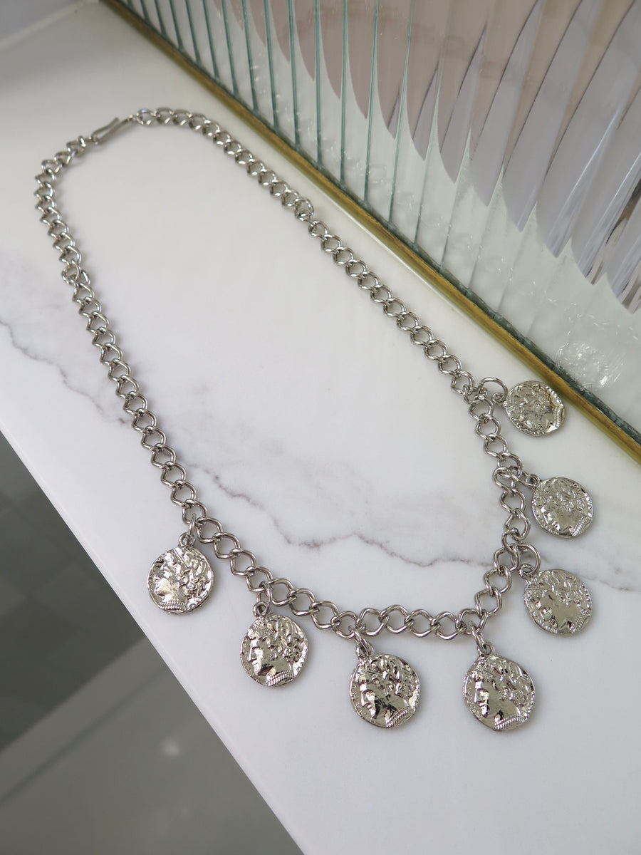 Silver Plated Coin Necklace - 20