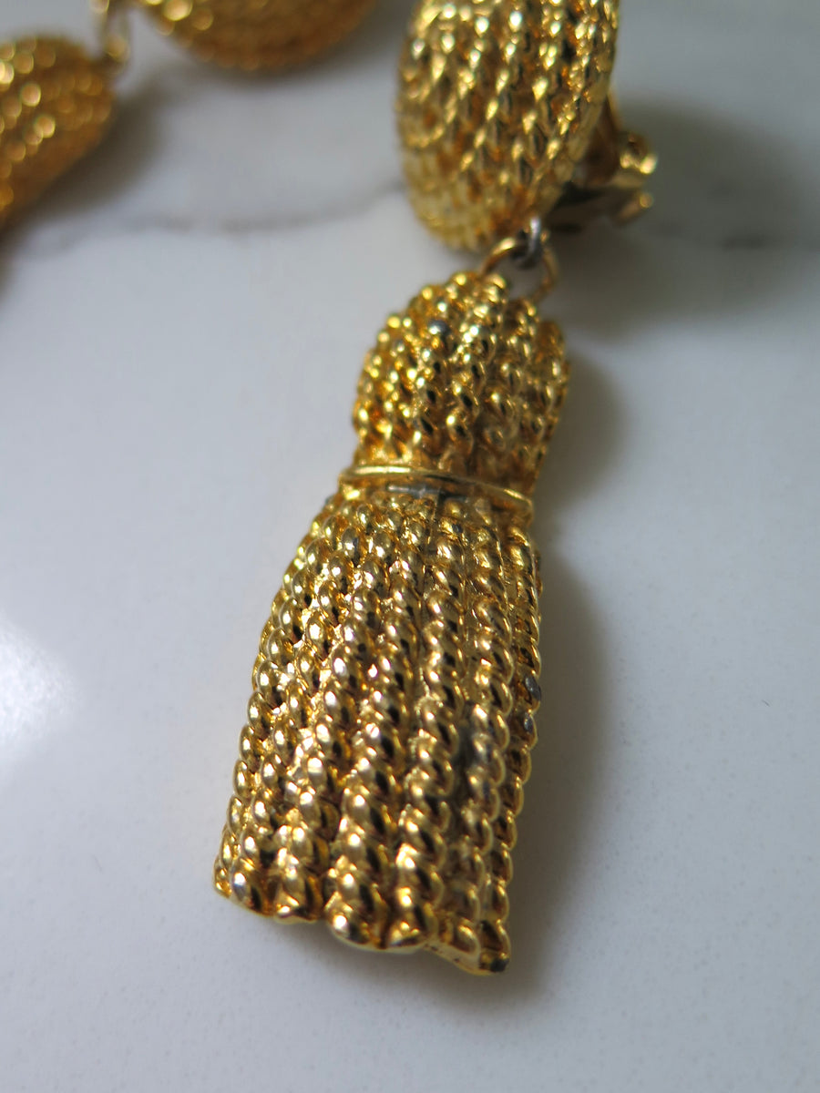 Gold Plated Rope Clip-On Earrings
