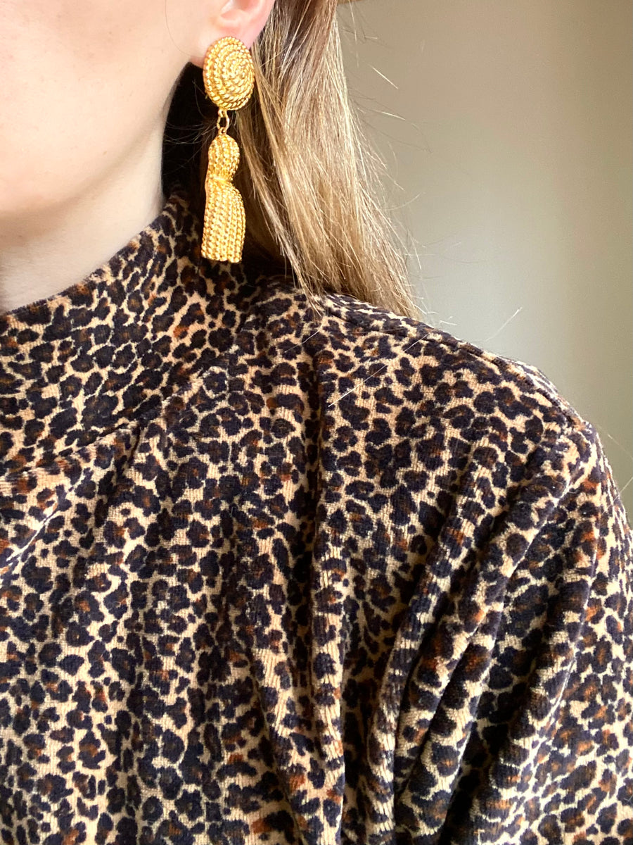 Gold Plated Rope Clip-On Earrings
