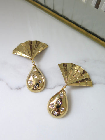 Gold Plated Fan Clip-On Earrings