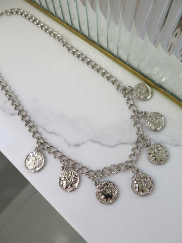 Silver Plated Coin Necklace - 20