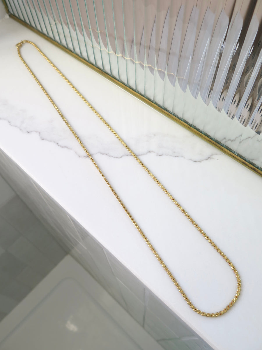 Gold Plated Flat Chain Necklace - 30