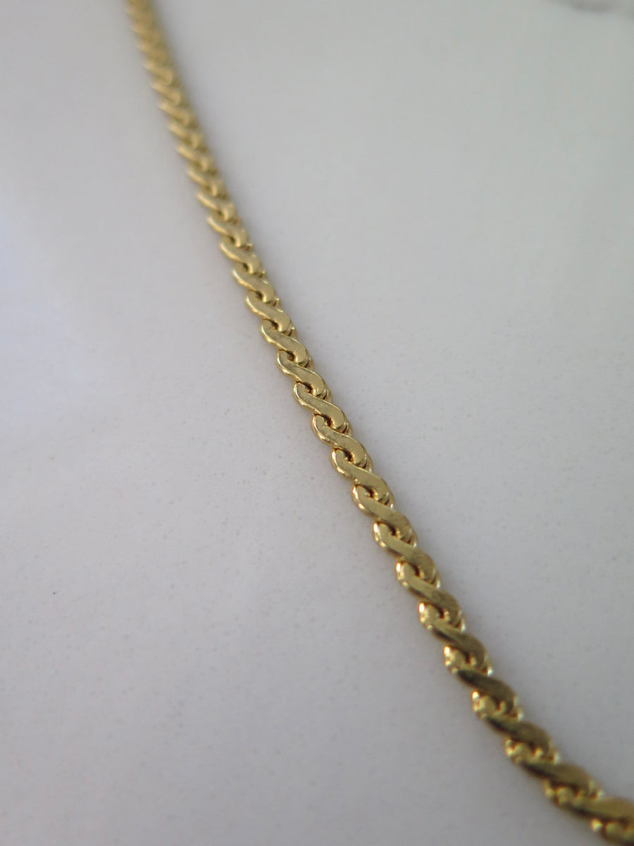 Gold Plated Flat Chain Necklace - 30