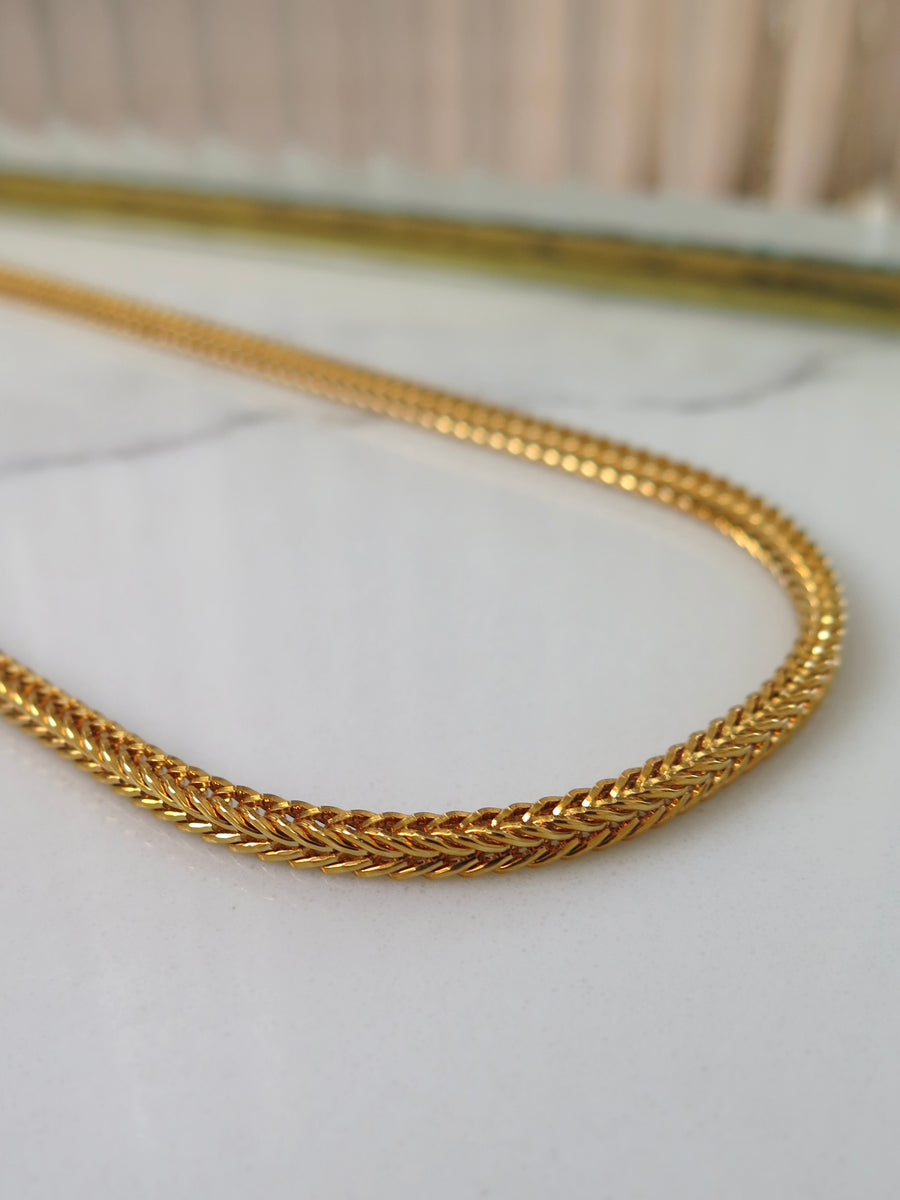Gold Plated Box Chain Necklace - 14