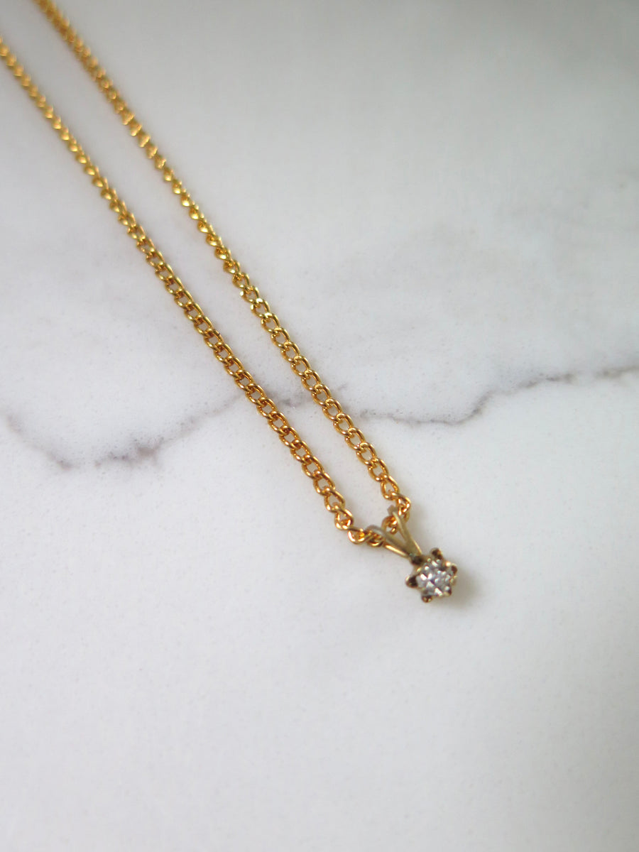 Gold Plated Real Diamond Necklace - 14