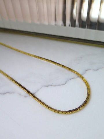 Gold Plated Flat Chain Necklace - 18