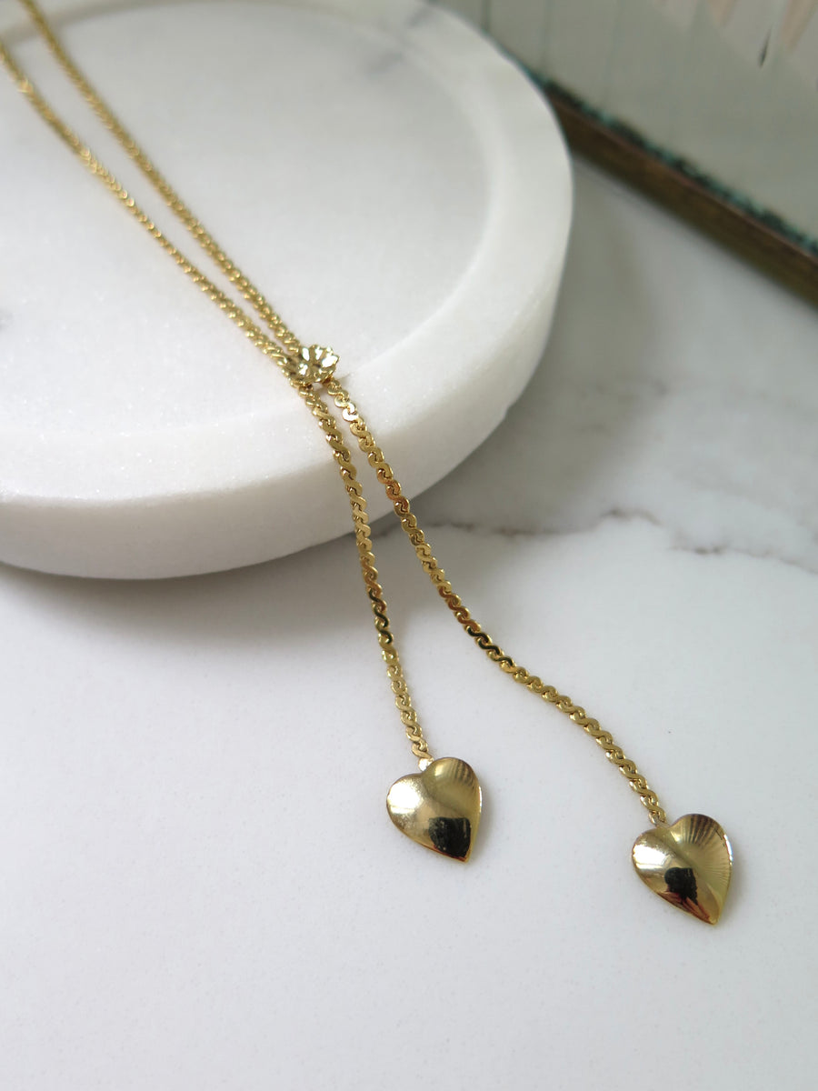 Gold Plated Heart Drop Necklace - 17