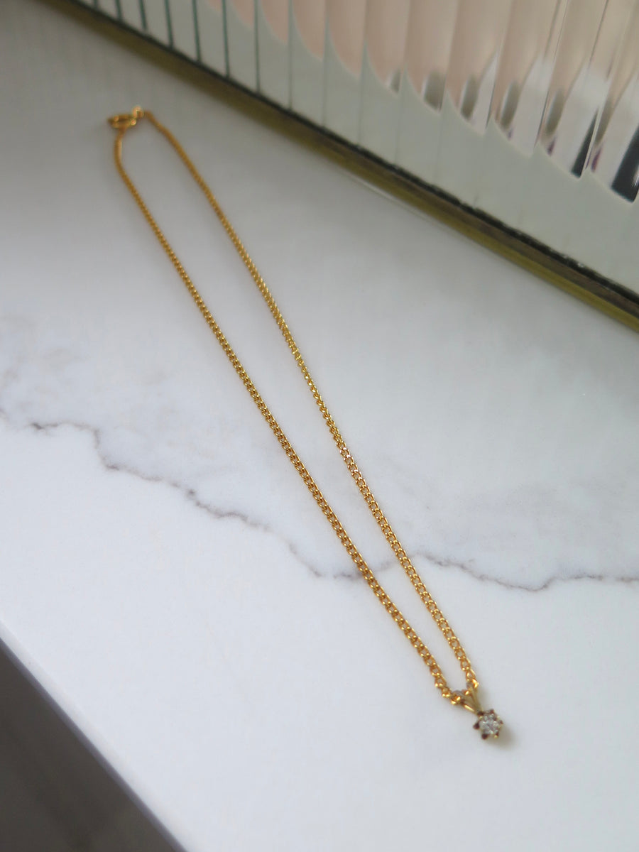 Gold Plated Real Diamond Necklace - 14