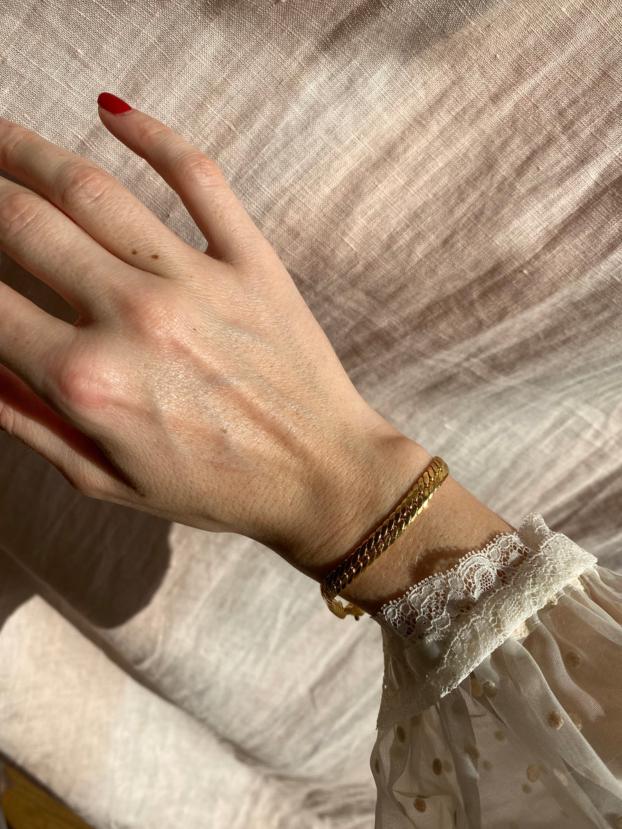 Gold Plated Flat Chain Bracelet