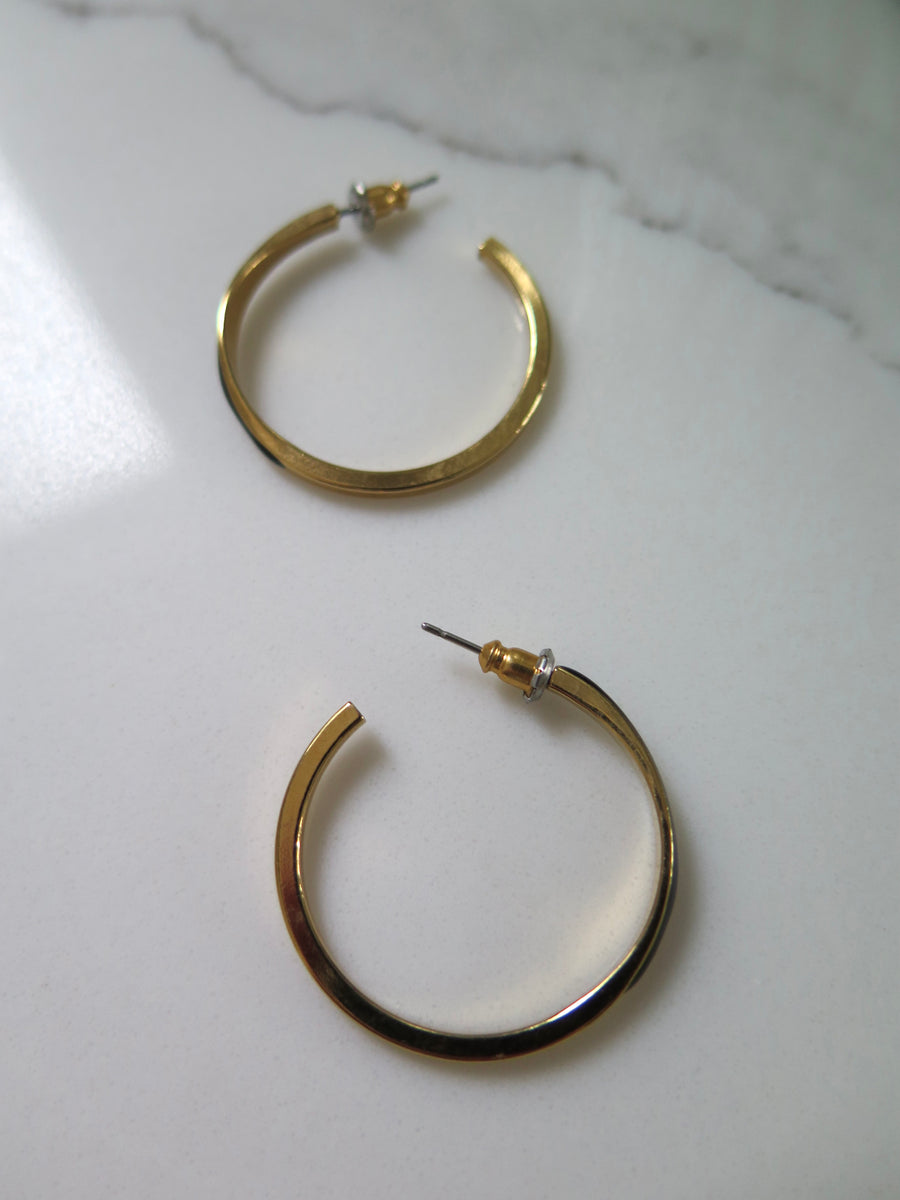 Gold Plated & Black Thin Hoops