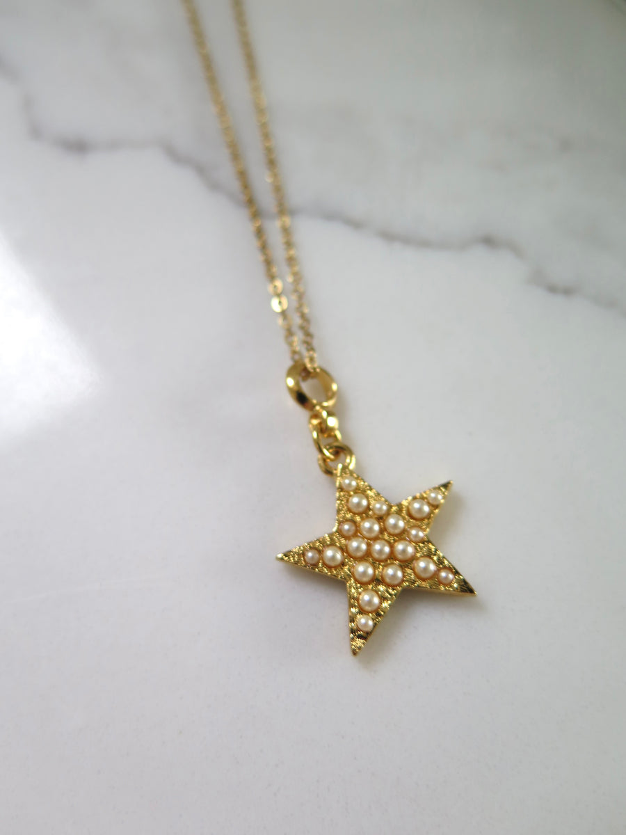 Gold Plated Star Pendant Necklace - 16
