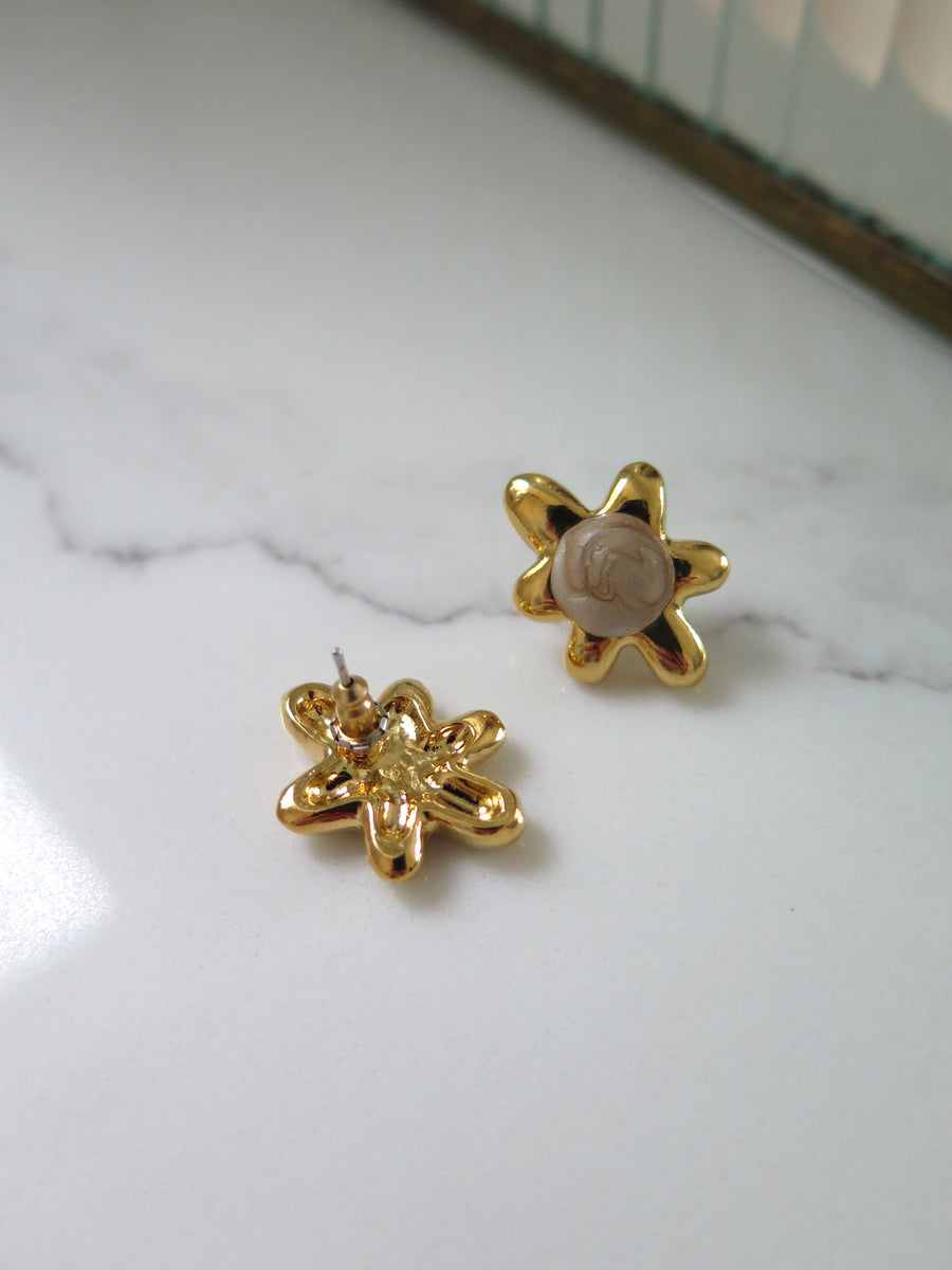 Gold Plated Flower Earrings
