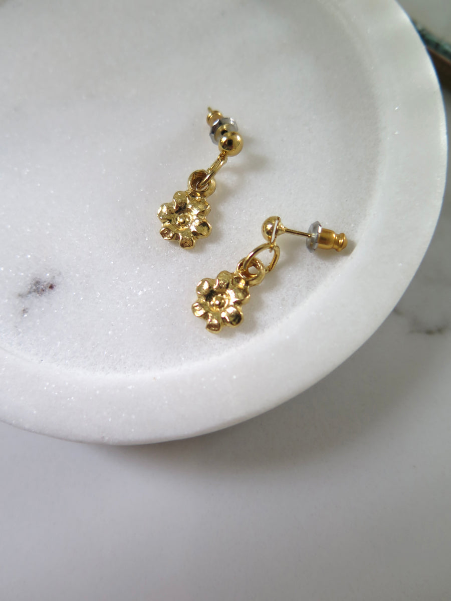 Gold Plated Small Flower Earrings