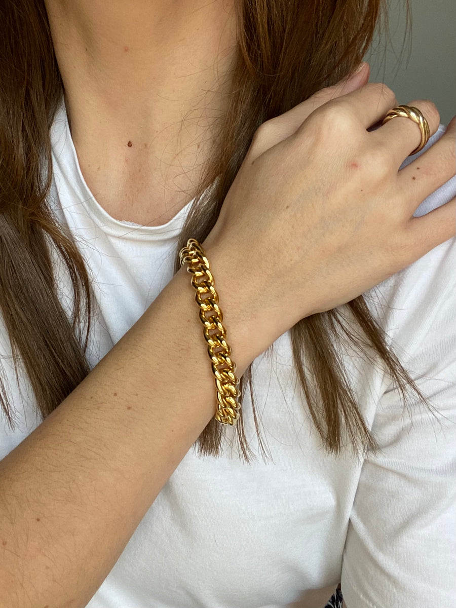 Vintage Gold Plated Chunky Chain Bracelet