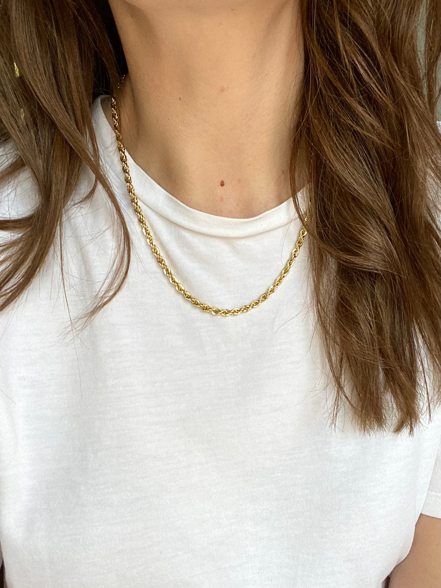 Gold Plated Rope Chain Necklace - 18