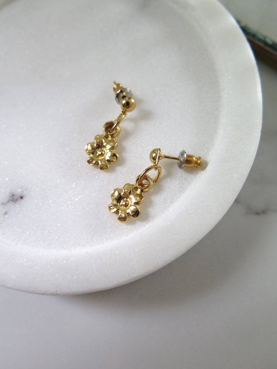 Gold Plated Small Flower Earrings