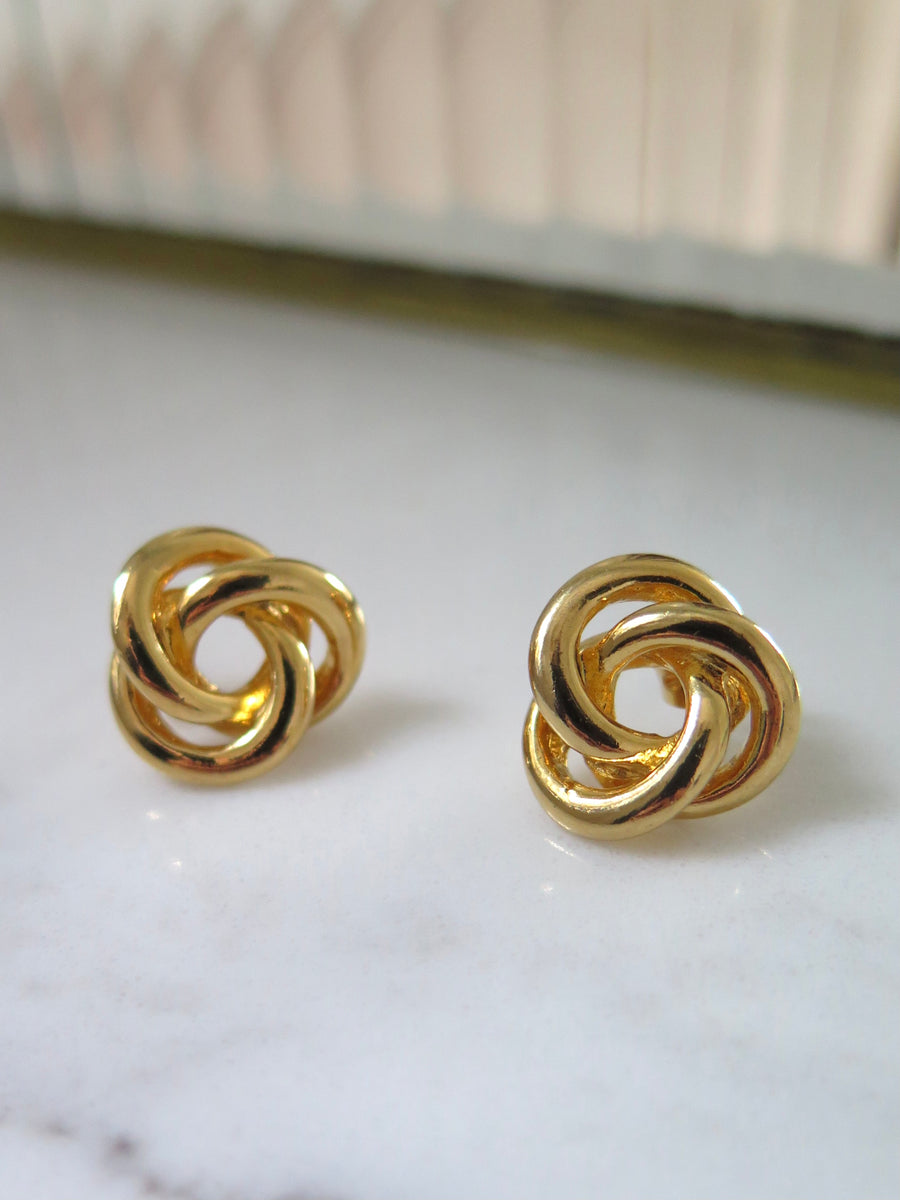 Gold Plated Knot Stud Earrings