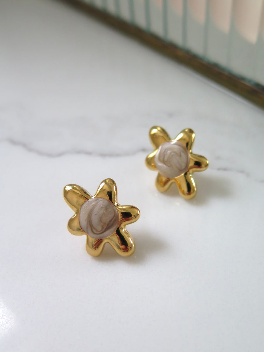 Gold Plated Flower Earrings