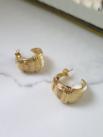 Gold Plated Chunky Textured Hoops