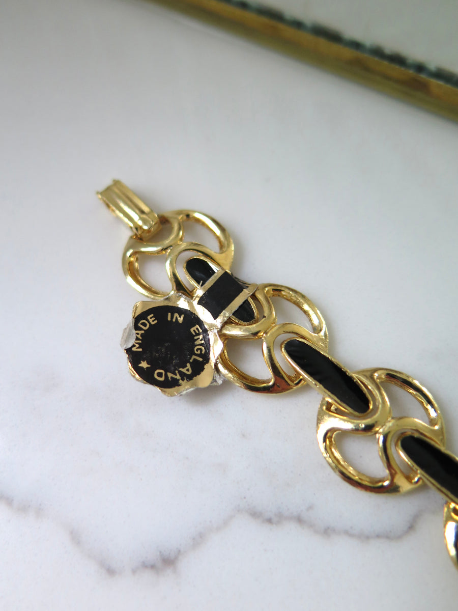 Gold Plated & Black Enamel Bracelet