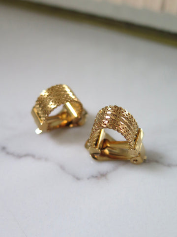 Gold Plated Mesh Clip-On Earrings