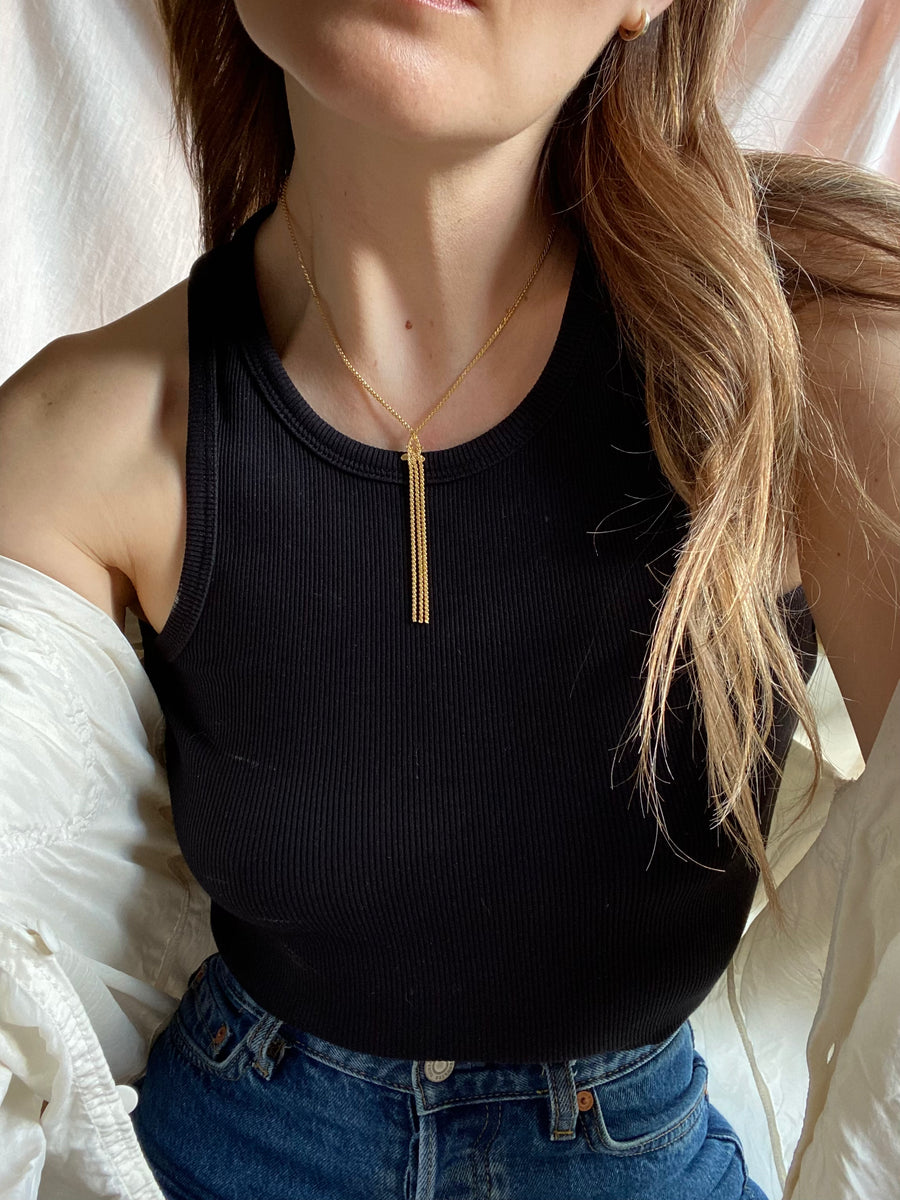 Gold Plated Flower Drop Necklace - 17