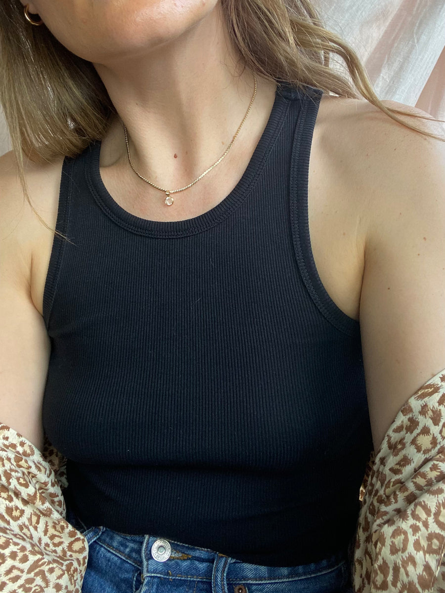 Gold Plated Diamante Necklace - 14