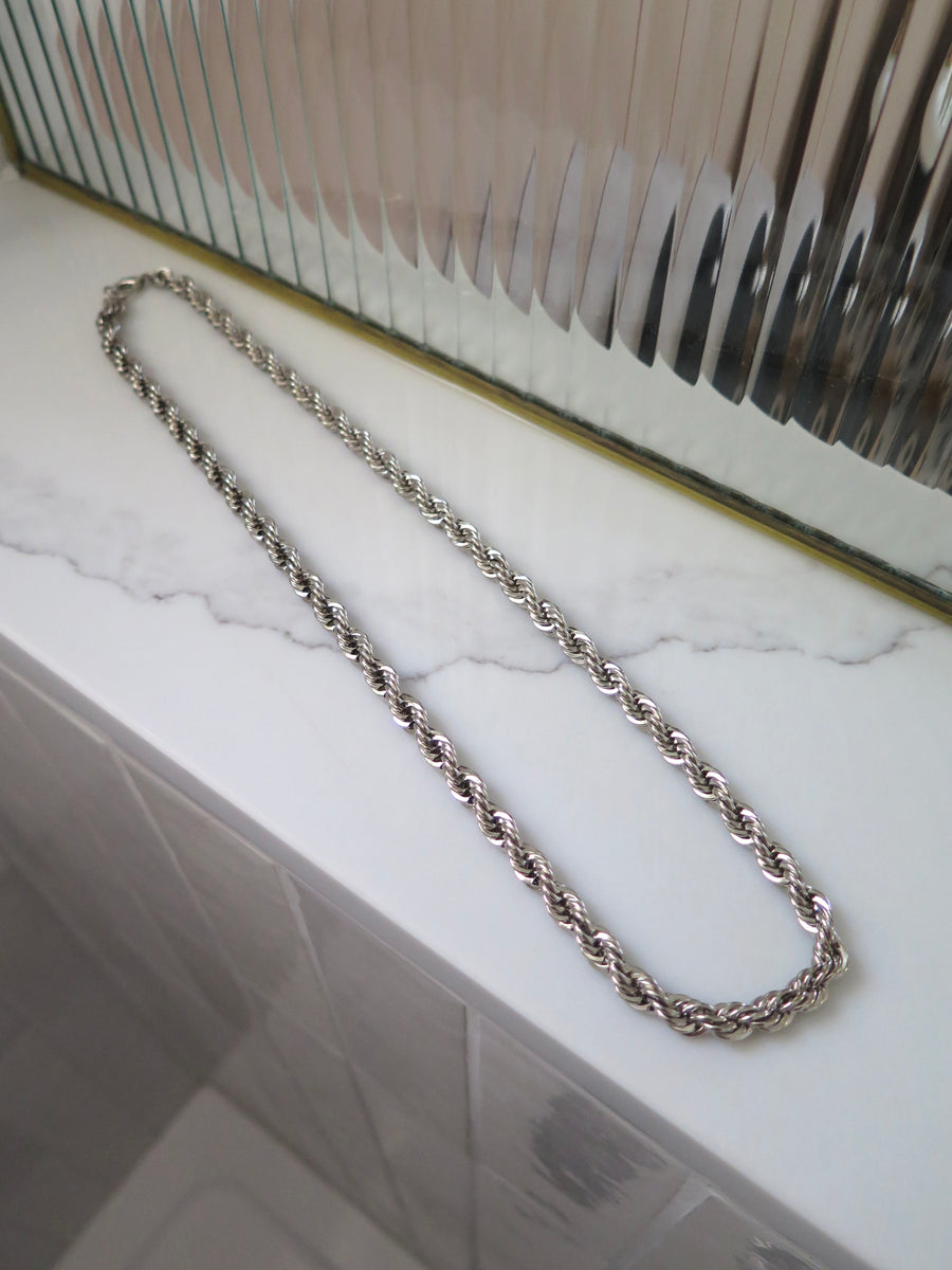 Vintage Silver Plated Rope Chain Necklace - 23.5