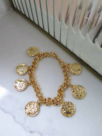 Gold Plated Coin Charm Bracelet