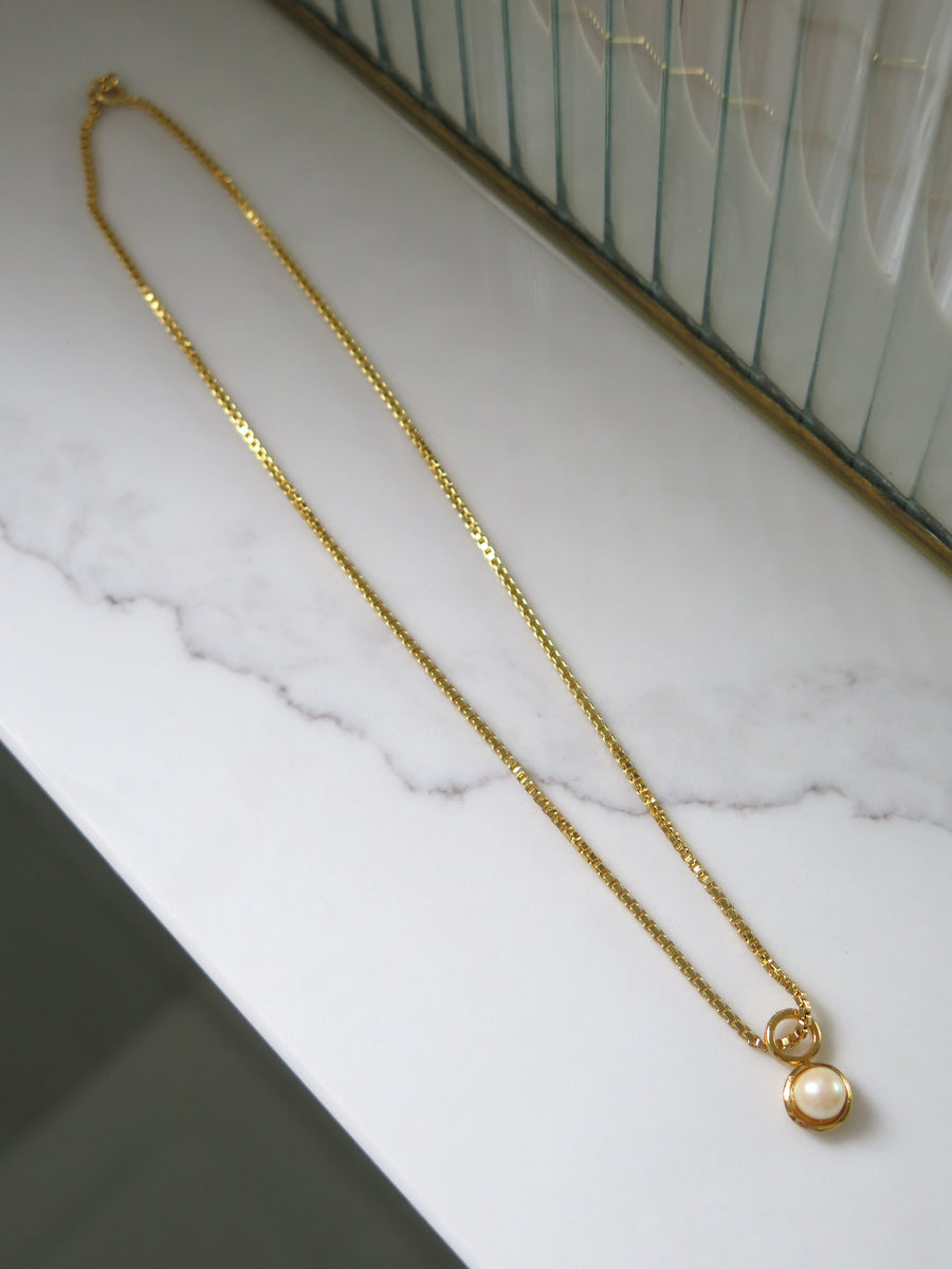 Gold Plated Faux Pearl Necklace - Choice of Chain