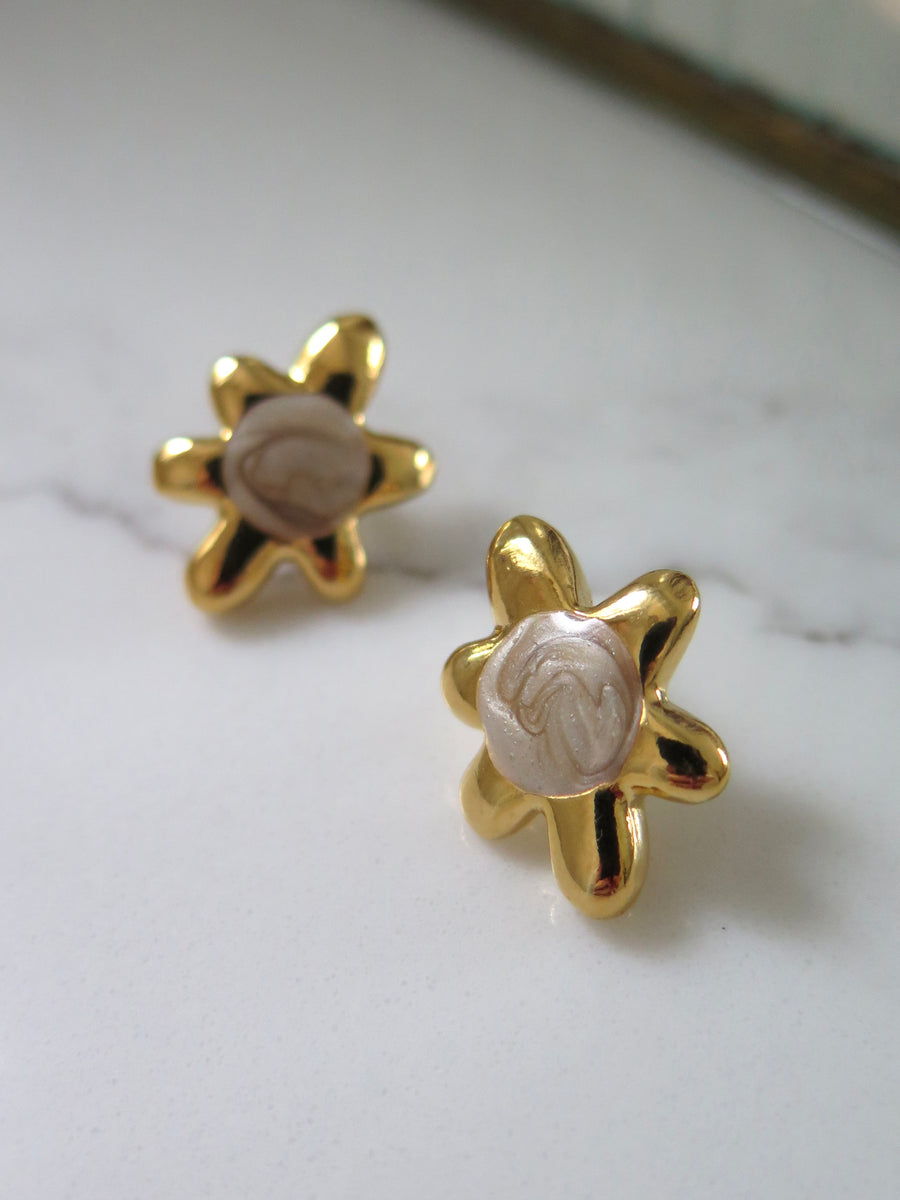 Gold Plated Flower Earrings