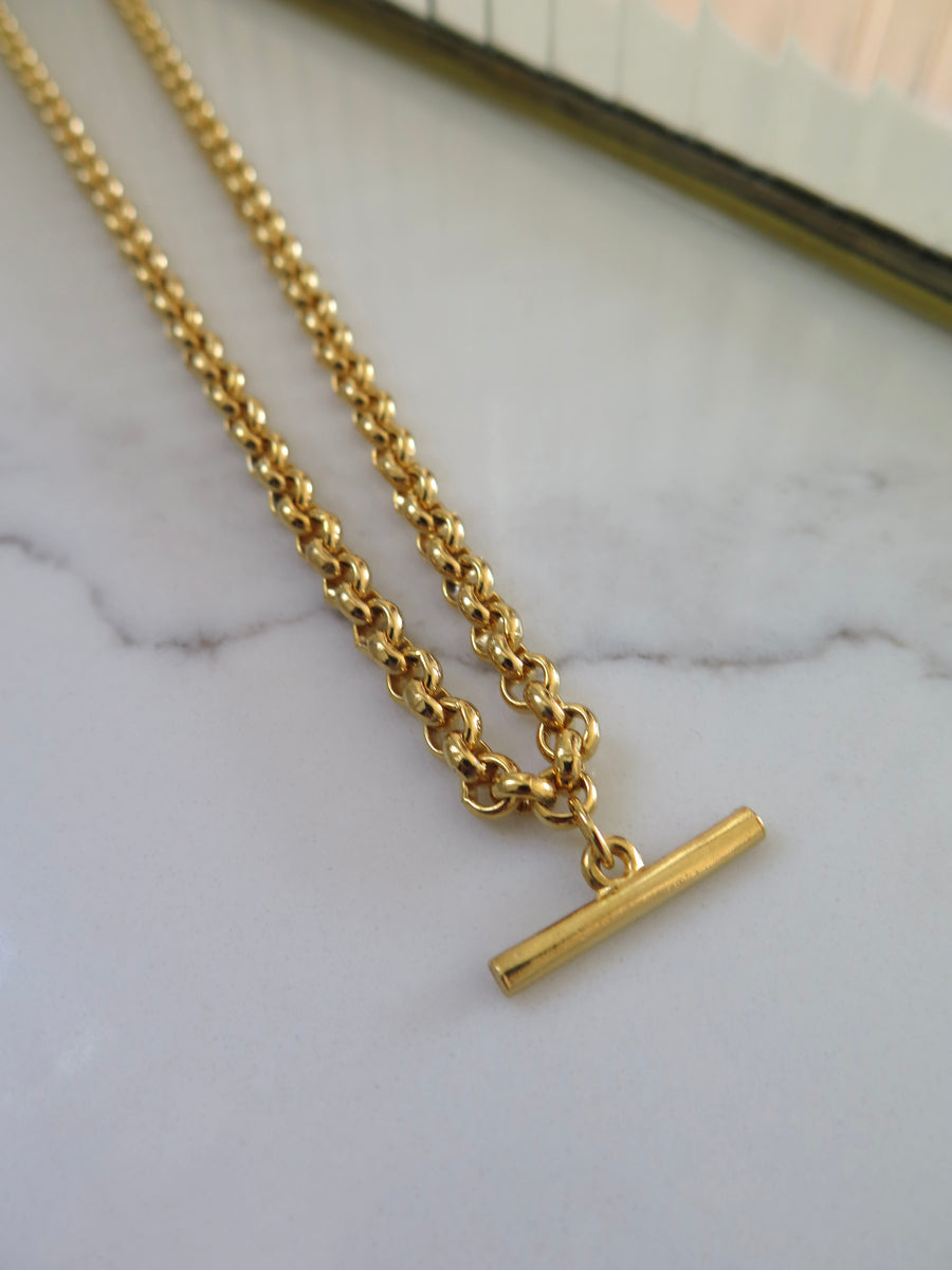 Rose Gold Plated Textured T-Bar Necklace | Posh Totty Designs | Wolf &  Badger