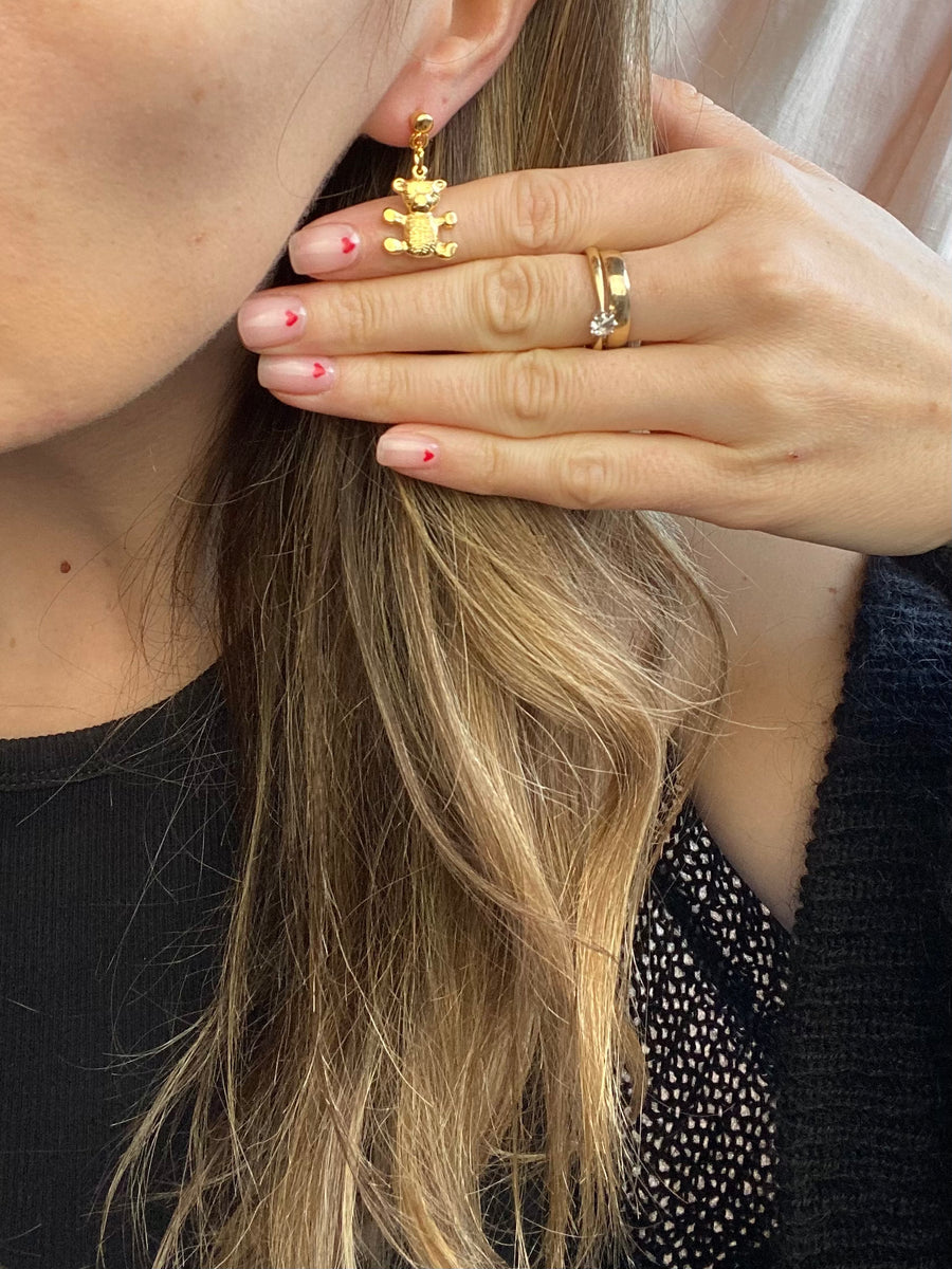 Vintage Gold Plated Teddy Bear Earrings