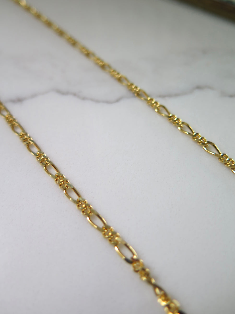 Gold Plated Fine Figaro Chain - 23